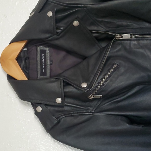 Wilsons Genuine Leather Moto Jacket In Black Size S - Picture 2 of 10